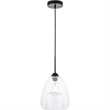 Living District Kason 1-Light Mid-Century Metal Pendant in Black and Clear Glass