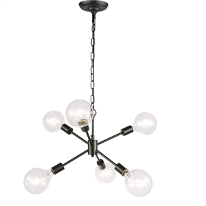 Living District Nolan 6-Light Mid-Century Metal Pendant in Black
