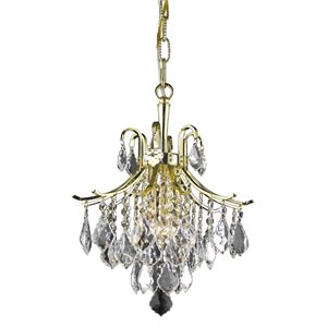 Living District Amelia 3-Light Transitional Metal Pendant in Gold