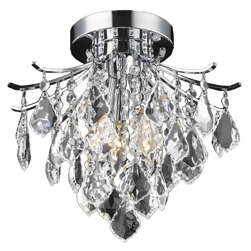 Living District Amelia 3-Light Transitional Metal Flush Mount in Chrome