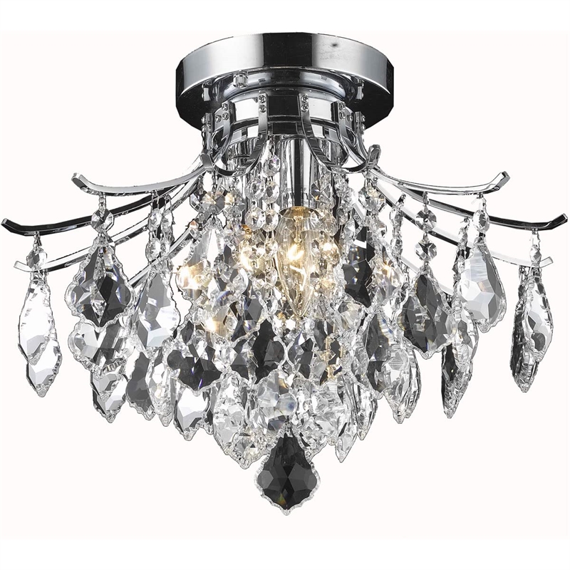 Living District Amelia 3-Light Transitional Metal Flush Mount in Chrome