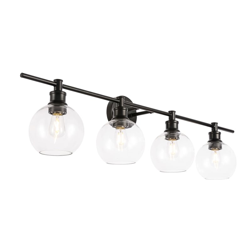 Living District Collier 4-Light Metal Wall Sconce in Brass and Clear Glass