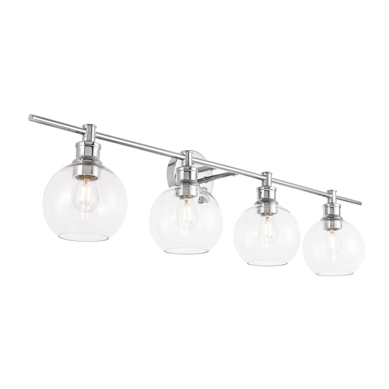 Living District Collier 4-Light Metal Wall Sconce in Brass and Clear Glass