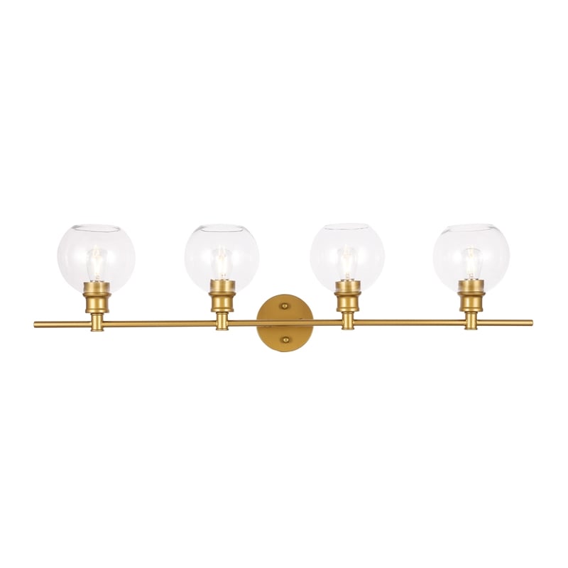 Living District Collier 4-Light Metal Wall Sconce in Brass and Clear Glass
