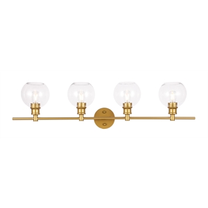 Living District Collier 4-Light Metal Wall Sconce in Brass and Clear Glass