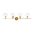 Living District Collier 4-Light Metal Wall Sconce in Brass and Clear Glass