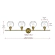 Living District Collier 4-Light Metal Wall Sconce in Brass and Clear Glass