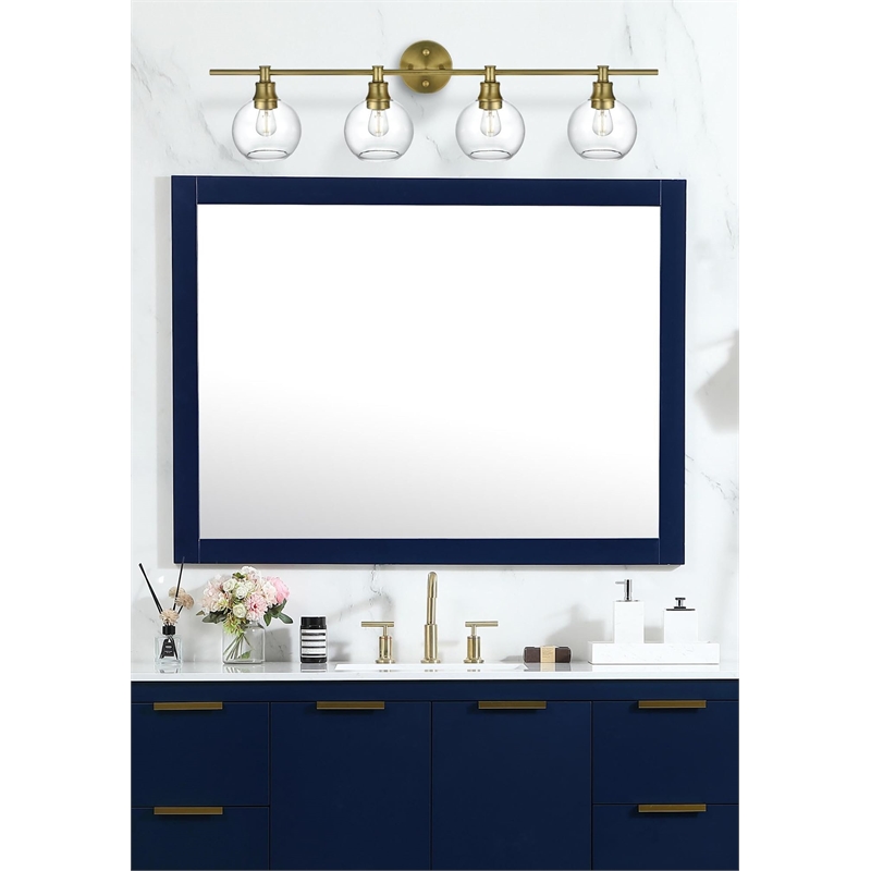 Living District Collier 4-Light Metal Wall Sconce in Brass and Clear Glass