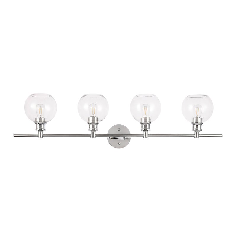 Living District Collier 4-Light Metal Wall Sconce in Chrome and Clear Glass