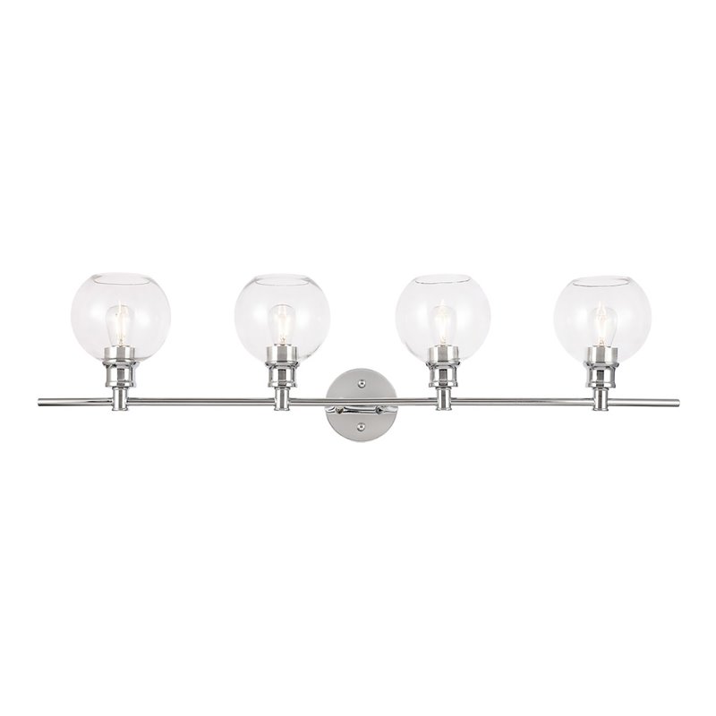 Living District Collier 4-Light Metal Wall Sconce in Chrome and Clear Glass