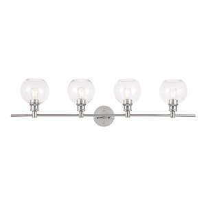 Living District Collier 4-Light Metal Wall Sconce in Chrome and Clear Glass