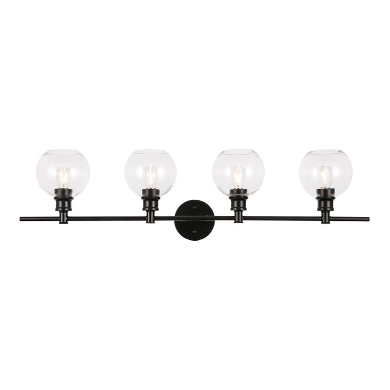 Living District Collier 4-Light Metal Wall Sconce in Black and Clear Glass