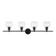 Living District Collier 4-Light Metal Wall Sconce in Black and Clear Glass