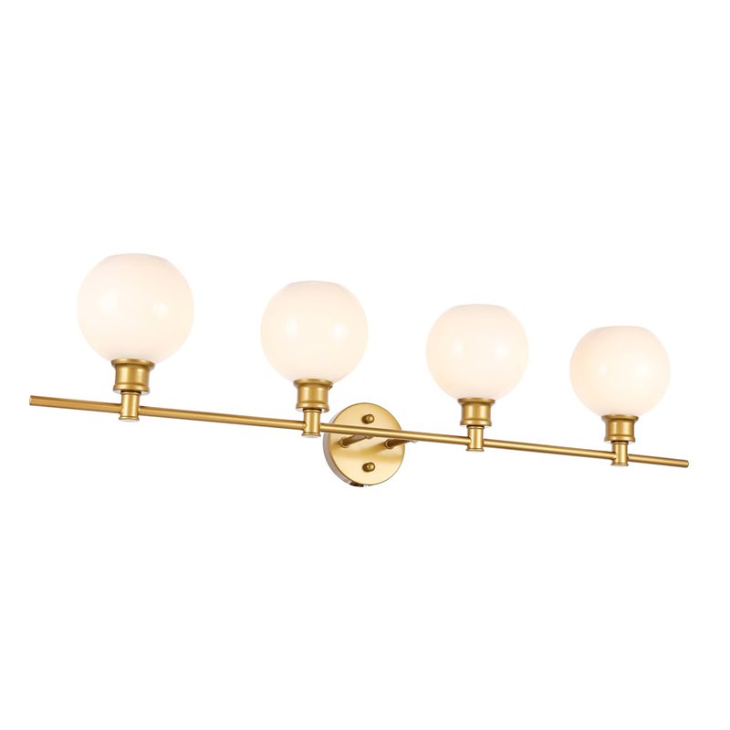 Living District Collier 4-Light Metal Wall Sconce in Brass and Frosted White