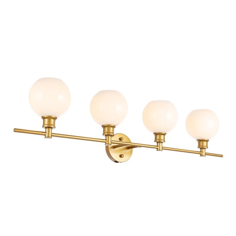 Living District Collier 4-Light Metal Wall Sconce in Brass and Frosted White