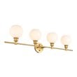 Living District Collier 4-Light Metal Wall Sconce in Brass and Frosted White