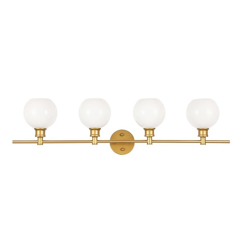Living District Collier 4-Light Metal Wall Sconce in Brass and Frosted White