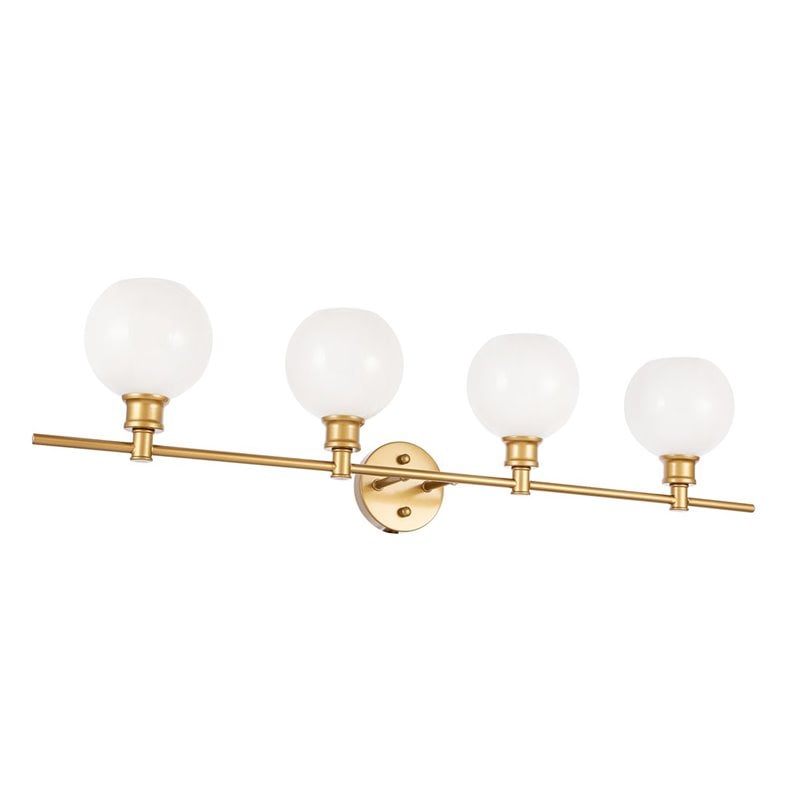 Living District Collier 4-Light Metal Wall Sconce in Brass and Frosted White