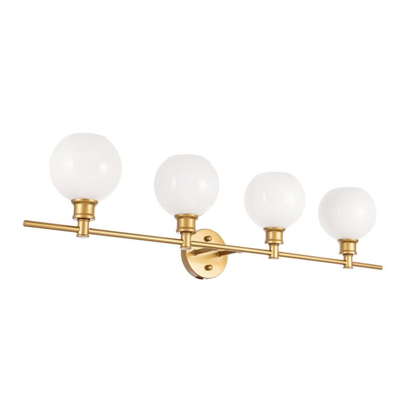 Living District Collier 4-Light Metal Wall Sconce in Brass and Frosted White
