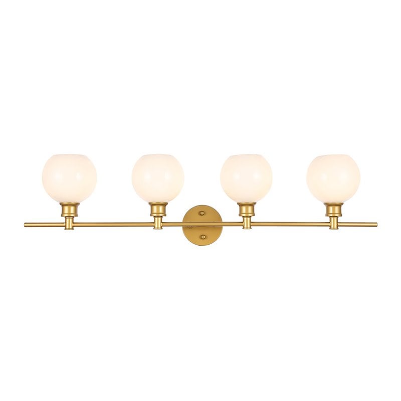 Living District Collier 4-Light Metal Wall Sconce in Brass and Frosted White