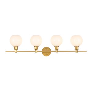 Living District Collier 4-Light Metal Wall Sconce in Brass and Frosted White