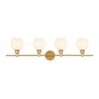 Living District Collier 4-Light Metal Wall Sconce in Brass and Frosted White