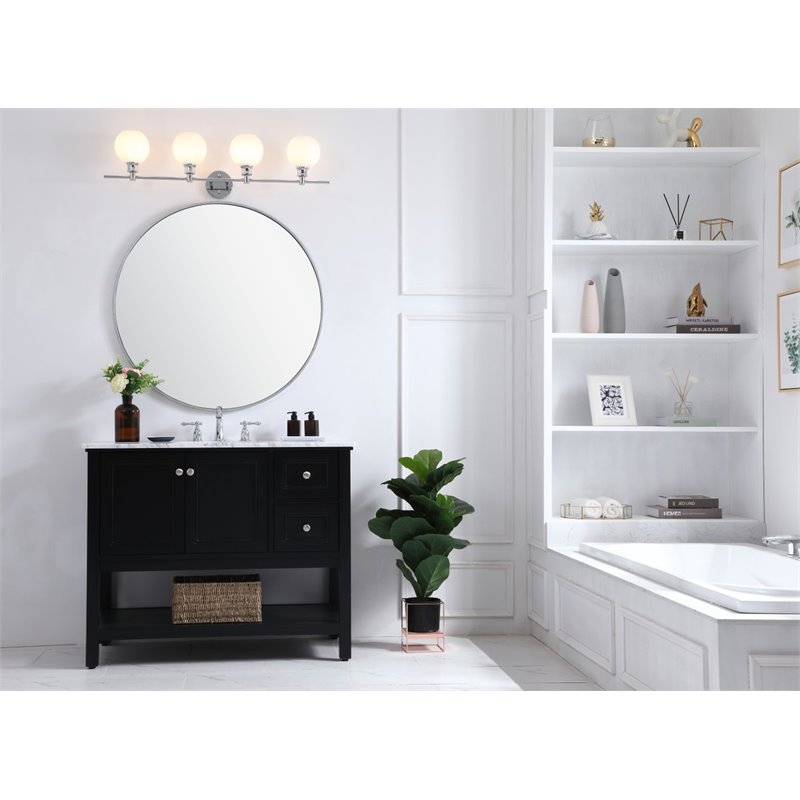 Living District Collier 4-Light Metal Wall Sconce in Chrome and Frosted White