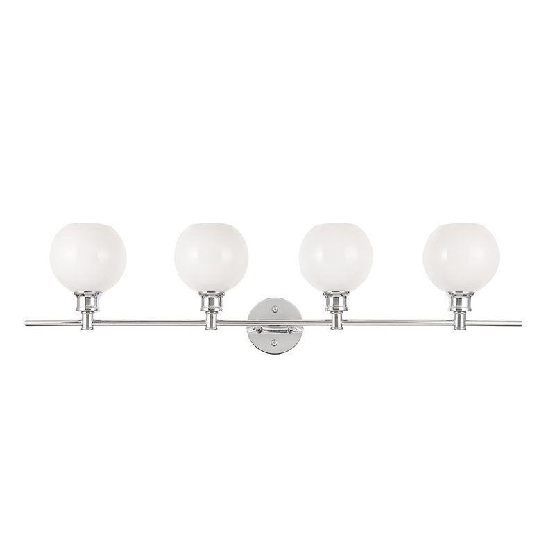 Living District Collier 4-Light Metal Wall Sconce in Chrome and Frosted White