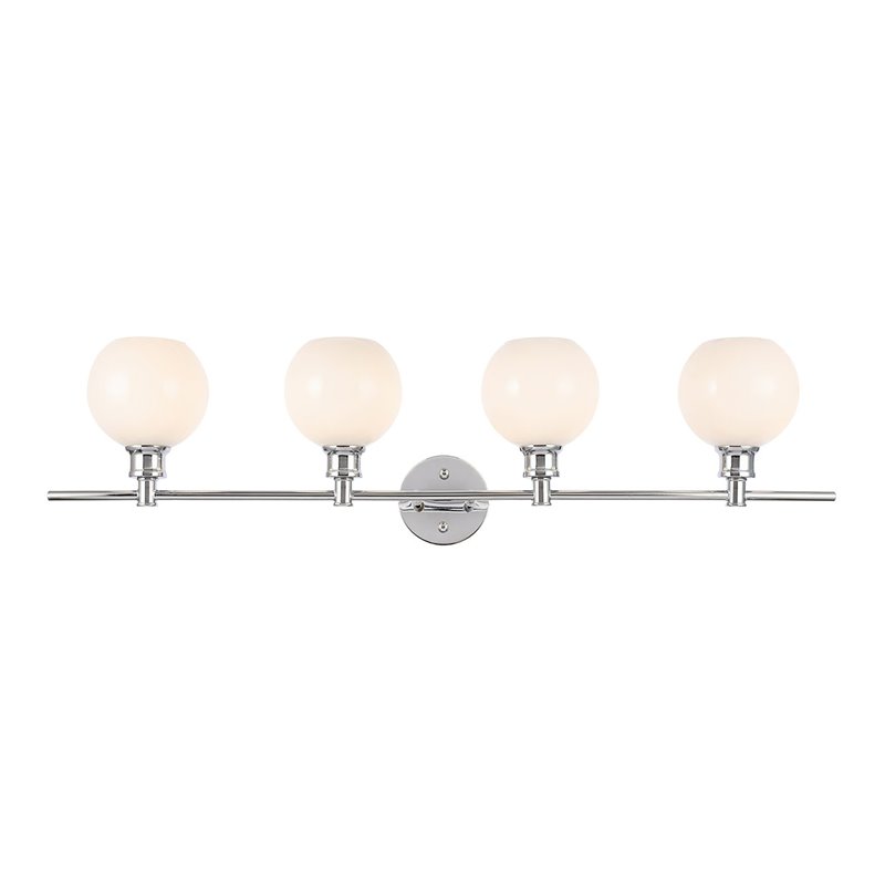 Living District Collier 4-Light Metal Wall Sconce in Chrome and Frosted White