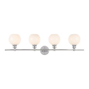 Living District Collier 4-Light Metal Wall Sconce in Chrome and Frosted White