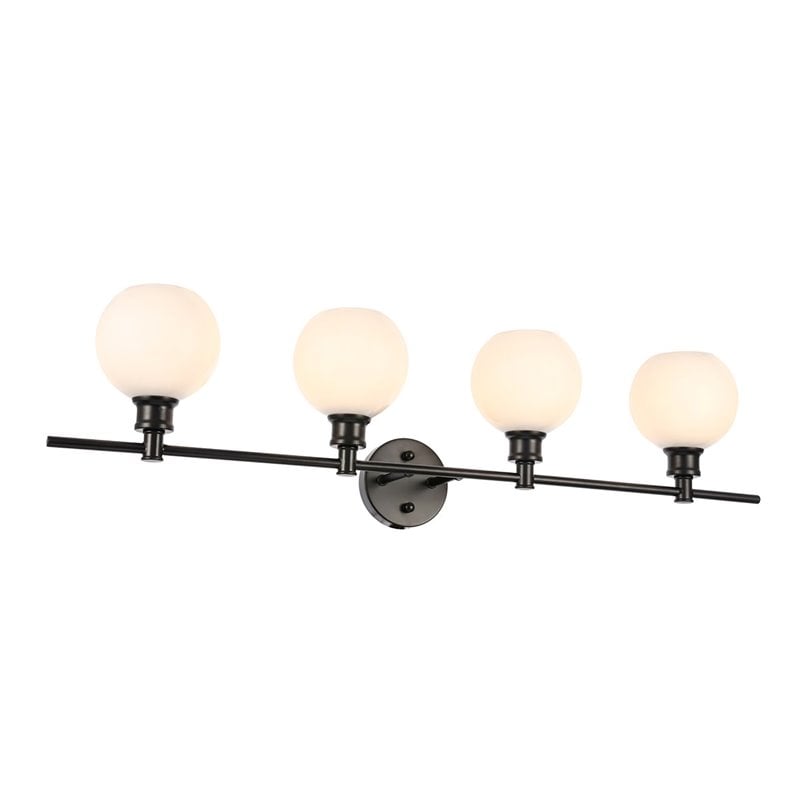 Living District Collier 4-Light Metal Wall Sconce in Black and Frosted White