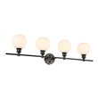 Living District Collier 4-Light Metal Wall Sconce in Black and Frosted White