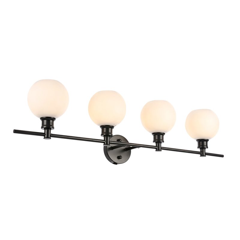 Living District Collier 4-Light Metal Wall Sconce in Black and Frosted White