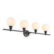 Living District Collier 4-Light Metal Wall Sconce in Black and Frosted White