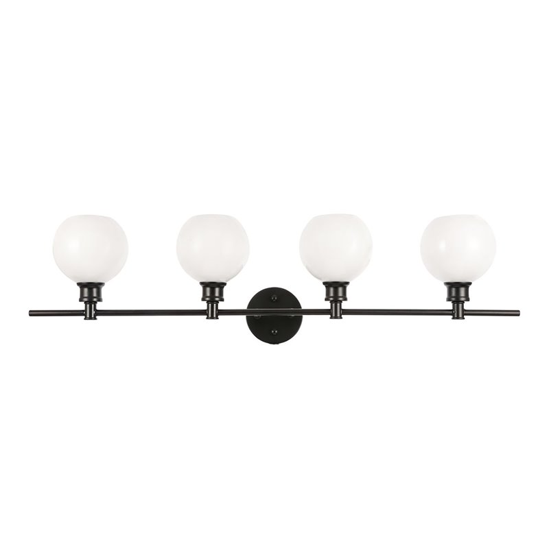 Living District Collier 4-Light Metal Wall Sconce in Black and Frosted White