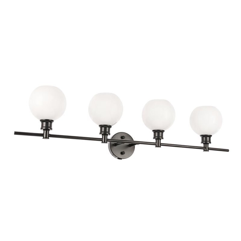 Living District Collier 4-Light Metal Wall Sconce in Black and Frosted White
