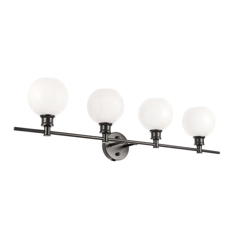 Living District Collier 4-Light Metal Wall Sconce in Black and Frosted White