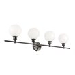 Living District Collier 4-Light Metal Wall Sconce in Black and Frosted White