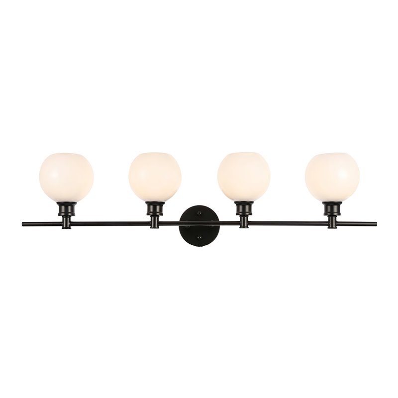 Living District Collier 4-Light Metal Wall Sconce in Black and Frosted White