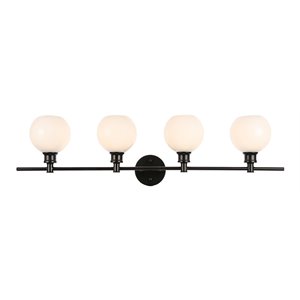 Living District Collier 4-Light Metal Wall Sconce in Black and Frosted White