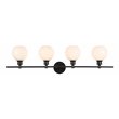 Living District Collier 4-Light Metal Wall Sconce in Black and Frosted White