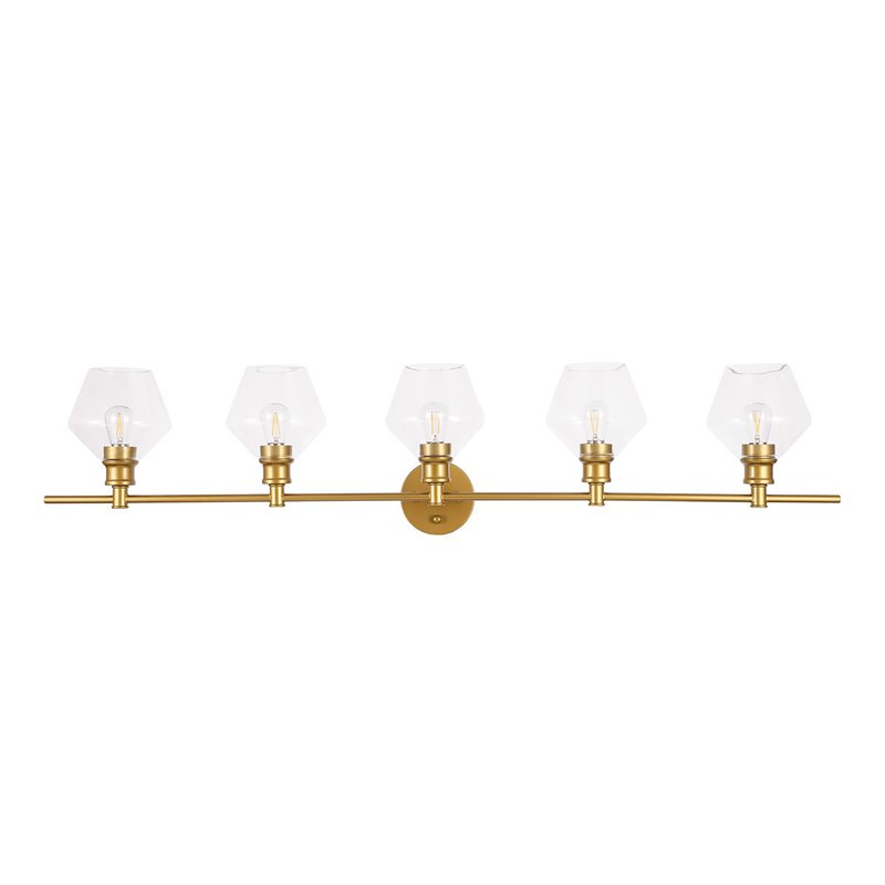 Living District Gene 5-Light Metal Wall Sconce in Brass and Clear Glass