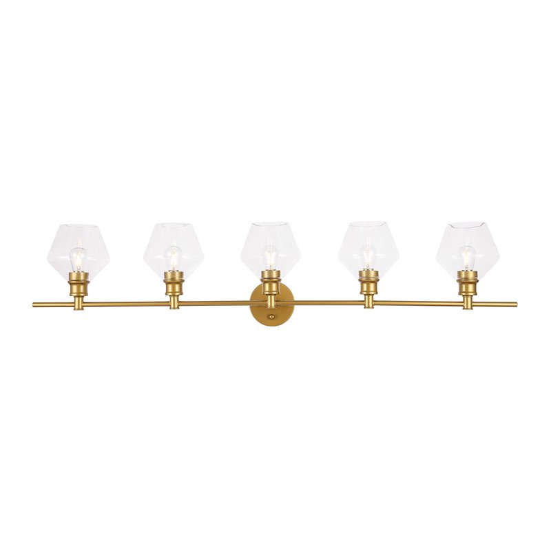 Living District Gene 5-Light Metal Wall Sconce in Brass and Clear Glass
