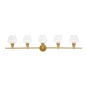Living District Gene 5-Light Metal Wall Sconce in Brass and Clear Glass