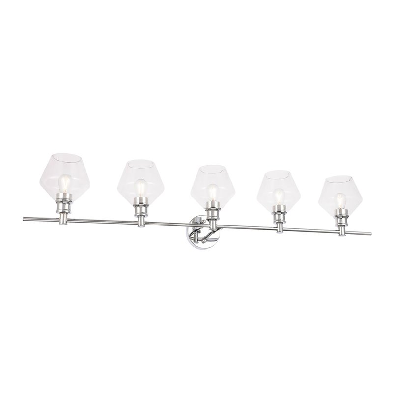 Living District Gene 5-Light Mid-Century Metal Wall Sconce in Chrome and Clear