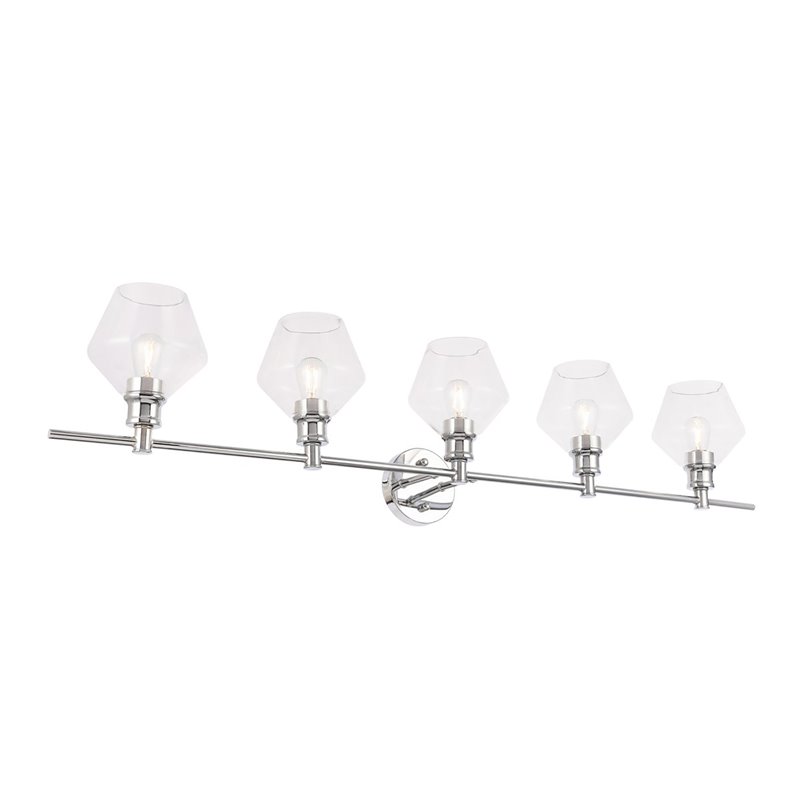 Living District Gene 5-Light Mid-Century Metal Wall Sconce in Chrome and Clear