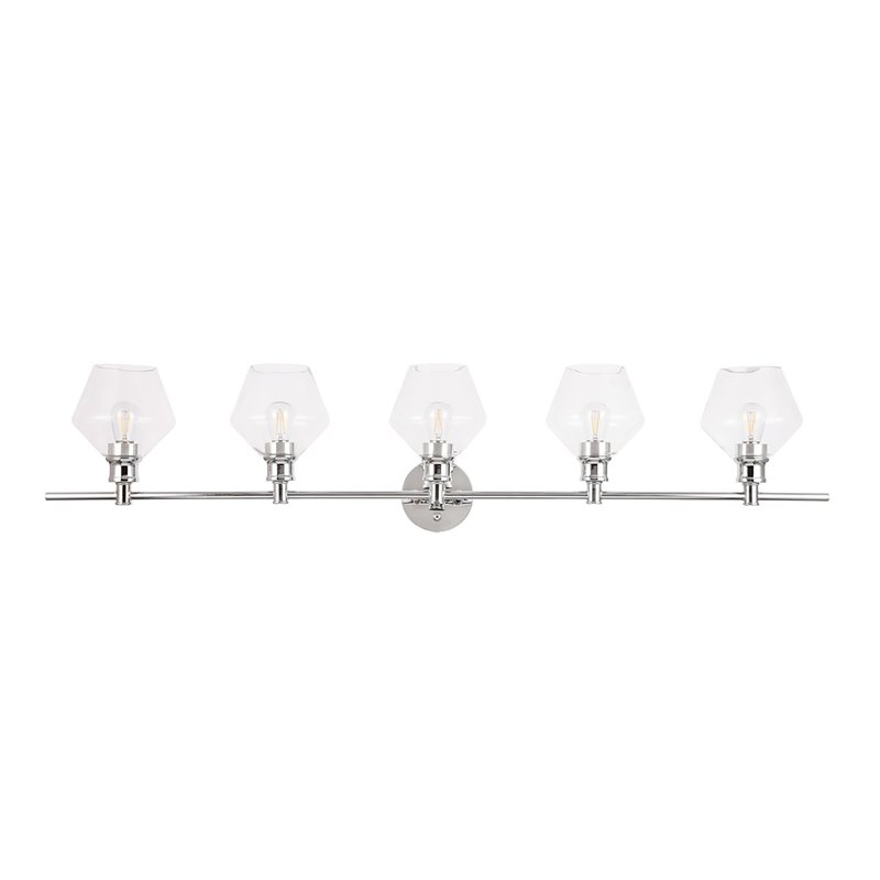 Living District Gene 5-Light Mid-Century Metal Wall Sconce in Chrome and Clear