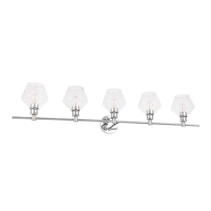 Living District Gene 5-Light Mid-Century Metal Wall Sconce in Chrome and Clear