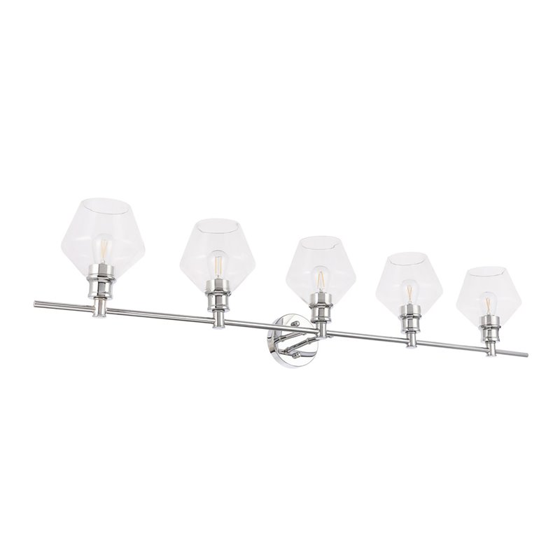 Living District Gene 5-Light Mid-Century Metal Wall Sconce in Chrome and Clear