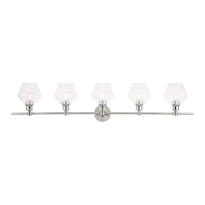 Living District Gene 5-Light Mid-Century Metal Wall Sconce in Chrome and Clear